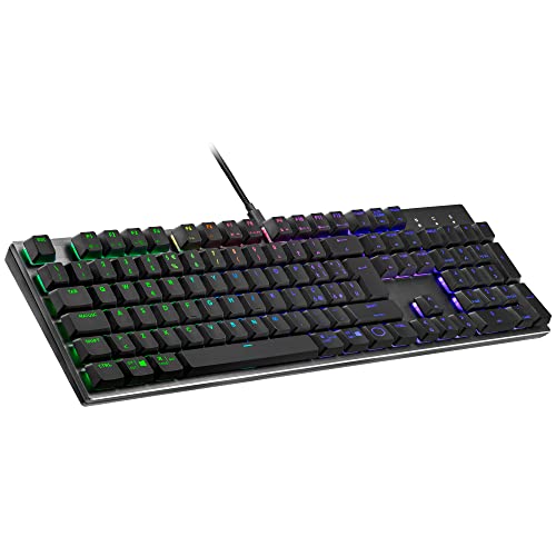 Cooler Master SK652 Mechanische Tastatur (Full-Size) – Mit flachen, schwebenden Tasten, RGB-Beleuchtung, kabelgebundener USB-Typ-A-Anschluss, PC- und MacOS-kompatibel – IT-Layout, Rote Schalter von Cooler Master