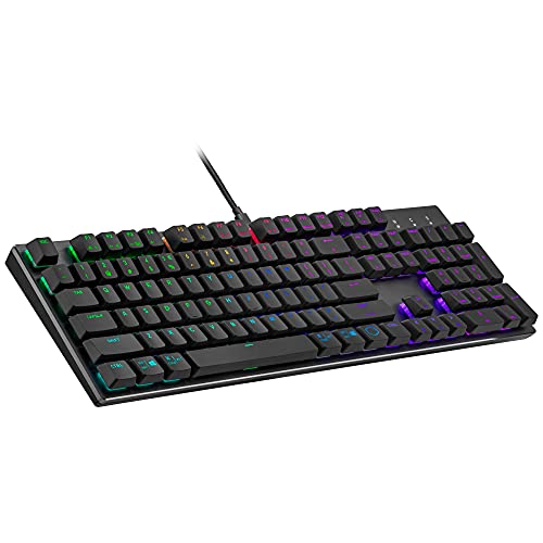 Cooler Master SK652 Mechanische Tastatur (Full-Size) – Mit flachen, schwebenden Tasten, RGB-Beleuchtung, kabelgebundener USB-Typ-A-Anschluss, PC- und MacOS-kompatibel – US-Layout, Rote Schalter von Cooler Master