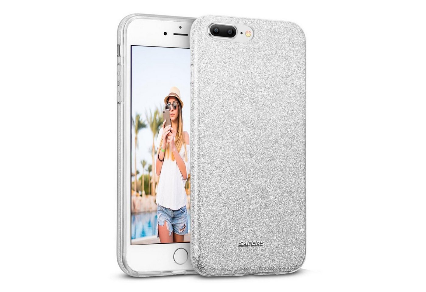 CoolGadget Handyhülle Glitzer Glamour Hülle für Apple iPhone 7 Plus, iPhone 8 Plus 5,5 Zoll, Slim Case Glossy Effect Schutzhülle für iPhone 7 Plus / 8 Plus Hülle von Coolgadget