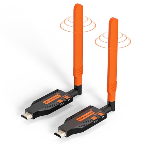 Coolpie Kabelloser HDMI-Sender und -Empfänger, 1080P kabelloses HDMI-Extender-Kit zum Streamen von Video und Audio auf Display/Projektor von Laptop/Kamera, 1080 m, mit abnehmbarer Antenne, Plug and Coolpie Kabelloser HDMI-Sender und -Empfänger, 1080P kabelloses HDMI-Extender-Kit zum Streamen von Video und Audio auf Display/Projektor von Laptop/Kamera, 1080 m, mit abnehmbarer Antenne, Plug and von Coolpie