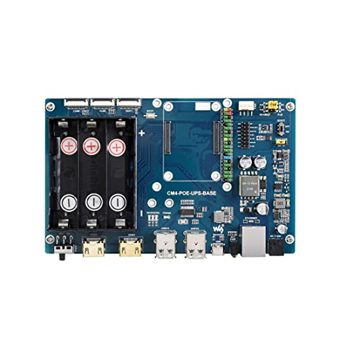 PoE UPS Uninterruptible Power Supply Base Board Designed for Raspberry Pi Compute Module 4 (CM4), USB2.0 x4, HDMI x2, Gigabit ETH von Coolwell