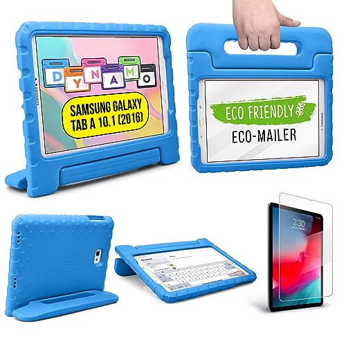 Cooper Dynamo [Robuste Kinder-Hülle] Schutzhülle nur für Samsung Tab A 10.1 (2016) T580 T585 | kindersichere Hülle mit Ständer, Griff, Displayschutzfolie (blau) Nicht passend für P580 P585 und 2019 von Cooper Cases