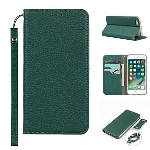 Copmob iPhone 6 Plus Schutzhülle, iPhone 6S Plus, Premium-Echtleder, Flip Brieftasche aus Leder, [3 Schlitze] [Magnetverschluss], Schutzhülle für iPhone 6 Plus/6S Plus – Dunkelgrün von Copmob