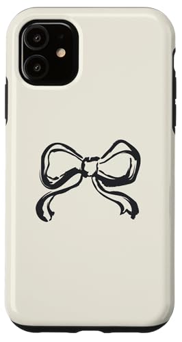 Hülle für iPhone 11 Schwarze Schleife Kokette Weiche Girly Handgezeichnete Illustration von Coquette Aesthetic Graphics