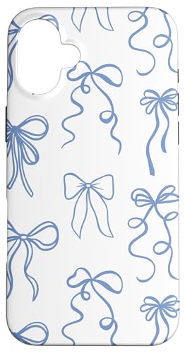 Hülle für iPhone 16 Plus Blaue Kritzelschleifen Muster Girlie Kokette Ästhetik von Coquette Aesthetic Graphics