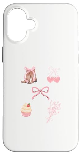 Hülle für iPhone 16 Plus Coquette Bow Strawberry Cowgirl-Stiefel Girly Aesthetic von Coquette Aesthetic Graphics