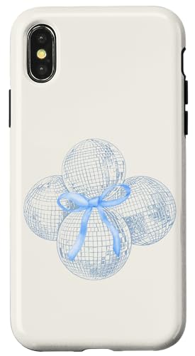Hülle für iPhone X/XS Discokugel blaue Schleife Kokette Girly Aesthetic von Coquette Aesthetic Graphics
