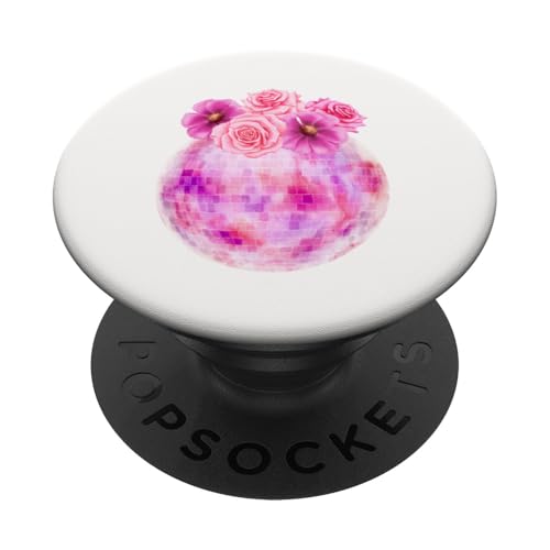 Rosa Discokugel Aquarell Floral Kokette Ästhetik PopSockets mit austauschbarem PopGrip von Coquette Aesthetic Graphics