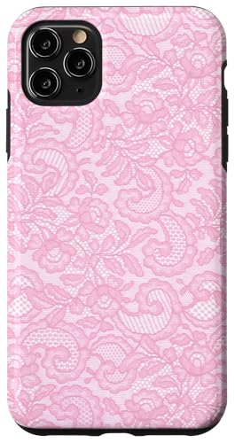 Hülle für iPhone 11 Pro Max Vintage Rosa Spitze mit Blumen von Coquette Aesthetic Patterns