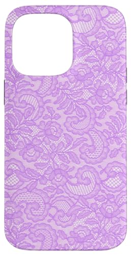 Hülle für iPhone 14 Pro Max Vintage Mauve Spitze mit Blumen von Coquette Aesthetic Patterns