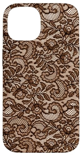 Hülle für iPhone 14 Vintage braune Spitze mit Blumen von Coquette Aesthetic Patterns