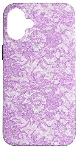 Hülle für iPhone 16 Plus Vintage Mauve Spitze mit Blumen von Coquette Aesthetic Patterns