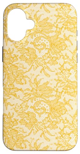 Hülle für iPhone 16 Plus Vintage gelbe Spitze mit Blumen von Coquette Aesthetic Patterns