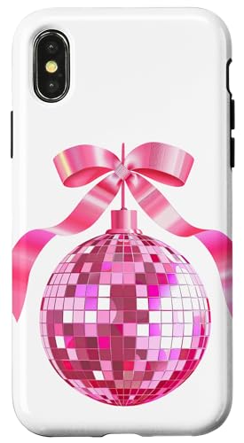 Hülle für iPhone X/XS Coquette Discokugel mit rosa Schleife von Coquette Disco Ball Christmas Festive Holiday