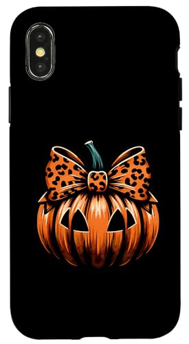 Hülle für iPhone X/XS Kokette Halloween Kürbis Leopard Schleife Mädchen Frauen Gruselig von Coquette Halloween Tees NYC