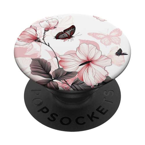 Coquette Vintage Schmetterling Blume Toile Rosa Muster PopSockets mit austauschbarem PopGrip von Coquette Vintage Butterfly Flower Toile Pattern