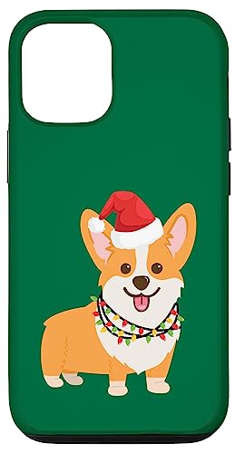 Hülle für iPhone 12/12 Pro Christmas Corgi; Hund mit Nikolausmütze und Weihnachtsbeleuchtung von Corgi Designs by Cayz