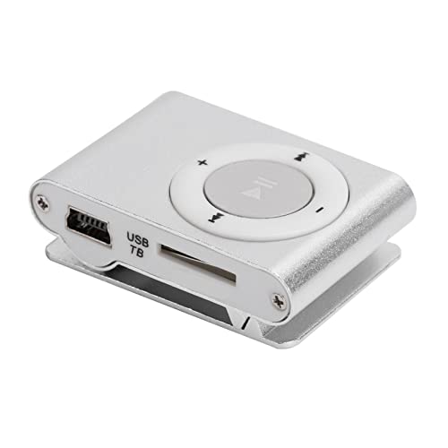 MiniMP3 Tragbarer Musik-Media-Player BackClip-Player mit Kopfhörer und USB-Kabel für Sportliche Outdoor-Aktivitäten (Silber) von Cornesty