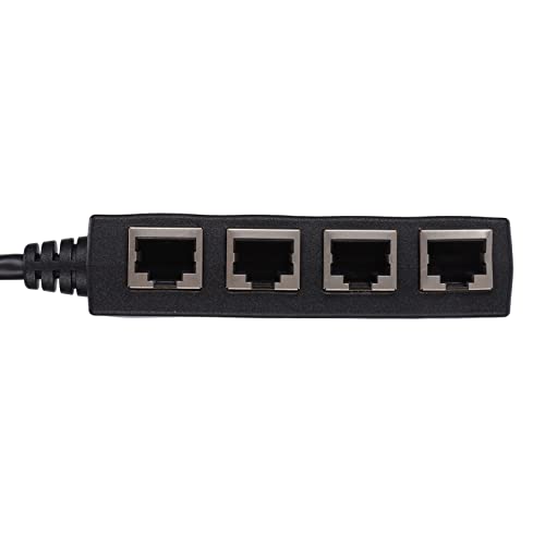 RJ45-Splitter-Adapter, Reibungslose Übertragung, Hervorragende Verbindung, 1- Bis 4-Port-Netzwerkkabel-Adapter, Schwarzer CAT7-vergoldeter Kern von Cornesty