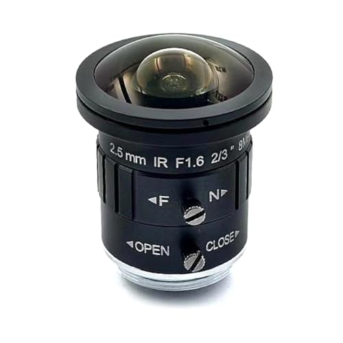 Correa 2,5 mm 4K 8 MP 2/3 F1.6 IR Fisheye Weitwinkel -Mount Monofokales CCTV-Objektiv Auto Iris 8 Megapixel für 4K-Kamera von Correa