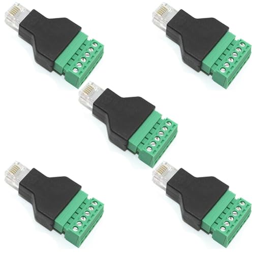 Correa 5 Stück RJ12-Stecker auf 6-Poligen Schraubklemmenblock-Adapter für Cat3-Handset-Kabelverlängerung, RJ12 6P6C-Modularstecker von Correa