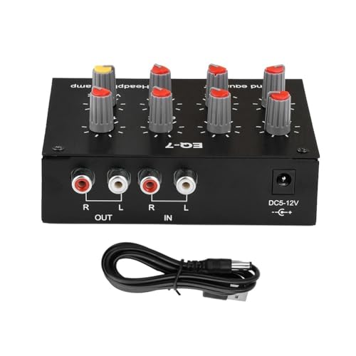 Correa DC5-12V 7-Band-Sound-Equalizer, Hoch-/Mittelbass-Anpassung, Digitaler Equalizer, Einstellbarer Audio-Vorverstärker für Ohrhörer von Correa