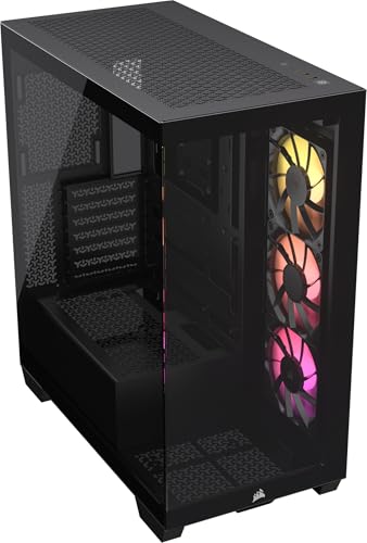 CORSAIR 3500X ARGB Mid-Tower ATX PC-Gehäuse – Gehärtetes Panorama-Glas – Reverse Connection Motherboard-Kompatibel – 3X CORSAIR RS120 ARGB-Lüfter Enthalten – Schwarz von Corsair