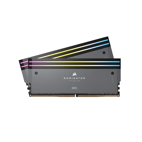 CORSAIR Dominator Titanium RGB DDR5 RAM 64GB (2x32GB) DDR5 6000MHz CL30 AMD Expo iCUE-Kompatibler Computerspeicher - Grau (CMP64GX5M2B6000Z30) von Corsair