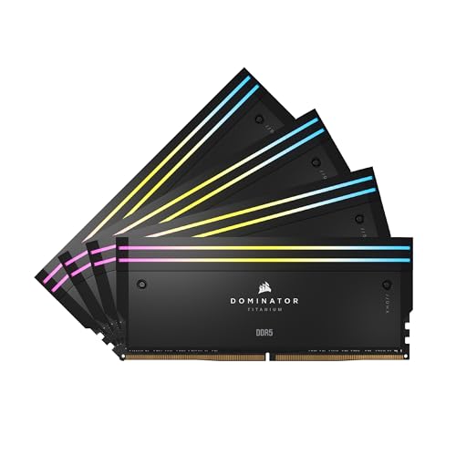 CORSAIR Dominator Titanium RGB DDR5 RAM 64GB (4x16GB) DDR5 6400MHz CL32 Intel XMP iCUE-Kompatibler Computerspeicher - Schwarz (CMP64GX5M4B6400C32) von Corsair