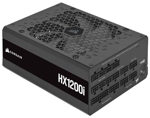 CORSAIR HX1200i Vollmodulares Extrem Geräuscharmes ATX-Netzteil - ATX 3.0 und PCIe 5.0-kompatibel - CORSAIR iCUE Software-Kompatibel - 80 Plus Platinum-Effizienz - Schwarz von Corsair