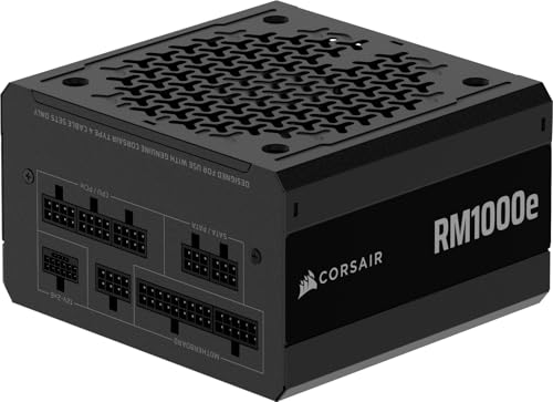 CORSAIR RM1000e (2025) Fully Modular Low-Noise ATX Power Supply with 12V-2x6 Cable – ATX 3.1 & PCIe 5.1 Compliant, Cybenetics Gold Efficiency, 105°C-Rated Capacitors, Modern Standby Mode – Black von Corsair