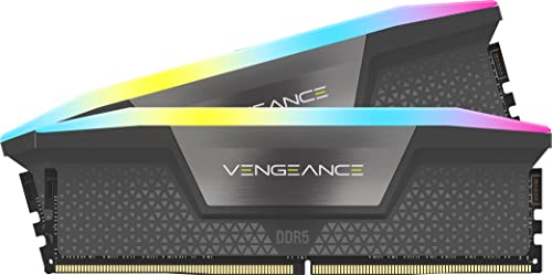 CORSAIR Vengeance RGB DDR5 RAM 32GB (2x16GB) 6400MHz CL32 AMD Expo Intel XMP iCUE-Kompatibler Computerspeicher – Grau (CMH32GX5M2B6400Z32) von Corsair