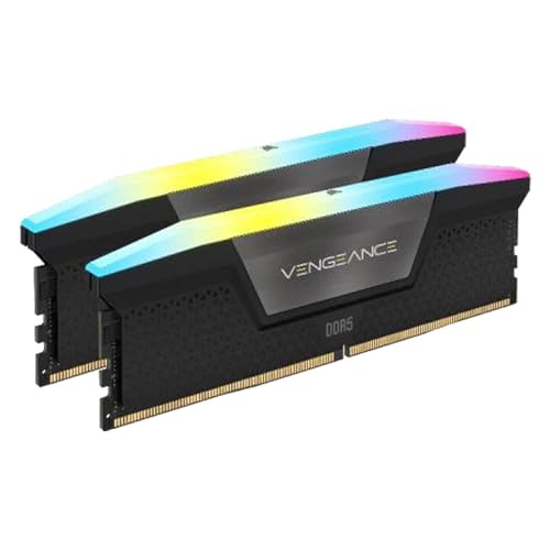 CORSAIR Vengeance RGB DDR5 RAM 32GB (2x16GB) 7000MHz CL40 Intel XMP iCUE Kompatibler Computerspeicher - Schwarz (CMH32GX5M2B7000C40) von Corsair