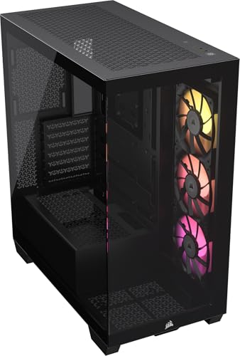 CORSAIR iCUE LINK 3500X RGB Mid-Tower ATX PC-Gehäuse - Gehärtetes Panorama-Glas - Umgekehrte Verbindung Motherboard-Kompatibel -3x CORSAIR iCUE LINK RX120 RGB-Lüfter Im Lieferumfang Enthalten -Schwarz von Corsair