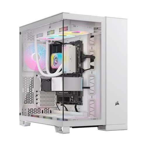 CORSAIR iCUE LINK 6500X RGB Mid-Tower ATX-Doppelkammer-PC-Gehäuse – Panoramic Tempered Glass - Reverse Connection Motherboard Compatible -– 3x CORSAIR RX120 RGB-Lüfter im Lieferumfang Enthalten – Weiß von Corsair