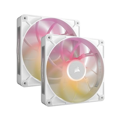 CORSAIR iCUE LINK RX140 MAX RGB 140mm PWM Dicker Lüfters mit iCUE LINK System Hub – Hochstatischer Druck – Magnetisches Kuppellager – Doppelpack – Weiß von Corsair