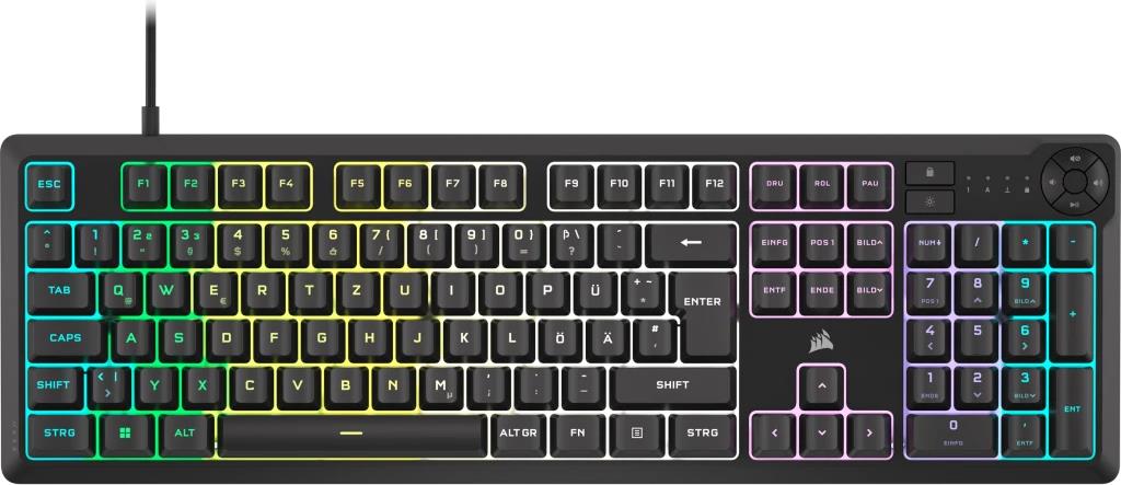 Corsair CH-9226C65-DE - Tastatur - Cable / Membrane Switches / Backlit Zoned RGB LED / Rubberdome (CH-9226C65-DE) von Corsair