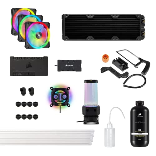 Corsair Hydro X Series iCUE XH305i RGB PRO Individuelles Kühlungs-Kit (Hardline-CPU-Kühlkreislauf, Wasserkühler, D5 Pumpen-Ausgleichsbehälter-Kombination, Radiator, 3 Lüfter) Schwarz, Desktop von Corsair