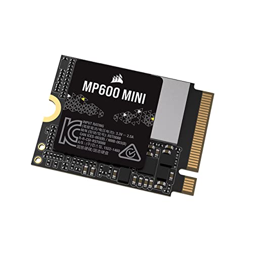 Corsair MP600 Mini 1 TB M.2 NVMe PCIe x4 Gen4 SSD – M.2 2230 – Bis zu 7.000MB/Sek. Sequentielles Lesen – Hohe Dichte 3D TLC NAND – Ideal Für Steam Deck und Microsoft Surface – Schwarz von Corsair