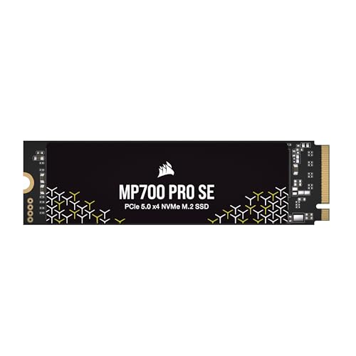 Corsair MP700 PRO SE 4 TB M.2 PCIe Gen5 x4 NVMe 2.0 SSD – M.2 2280 – Bis zu 14.000 MB/s Sequenzielles Lesen – Hochdichter TLC NAND – Schwarz von Corsair