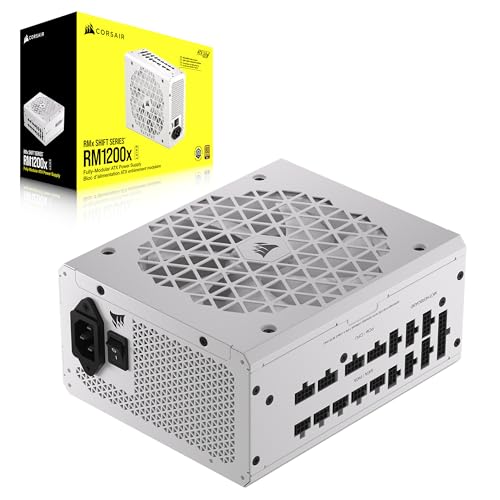 Corsair RM1200x Shift Vollmodulares ATX-Netzteil - Modulare Seitenschnittstelle - ATX 3.0- & PCIe 5.0-kompatibel - Null-Drehzahl-Lüftermodus - 105°C-Kondensatoren - 80 Plus Gold-Effizienz - Weiß von Corsair