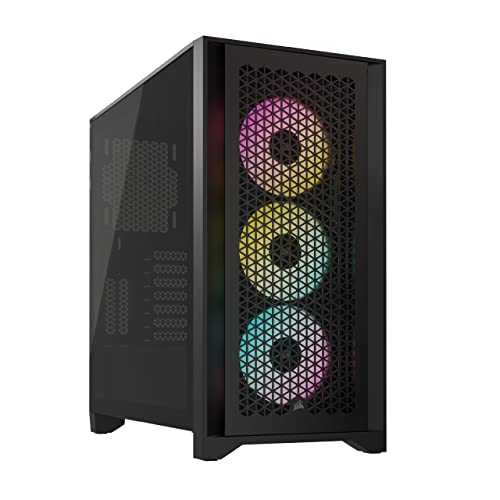 Corsair iCUE 4000D RGB Airflow Mid-Tower-Gehäuse, 3 × AF120 RGB Elite-Lüfter – iCUE Lighting Node PRO-Beleuchtungssteuerung – Konstruktion Mit Hohem Luftdurchsatz - Schwarz von Corsair