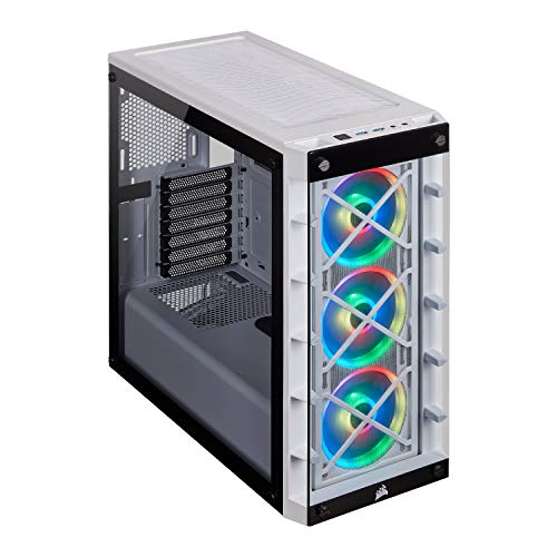 Corsair iCUE 465X RGB Mid-Tower ATX Smartes Gehäuse (Seiten und Frontscheibe aus gehärtetem Glas, 3 integrierte LL120 RGB Lüfter, vielseitige Kühloptionen) weiß von Corsair