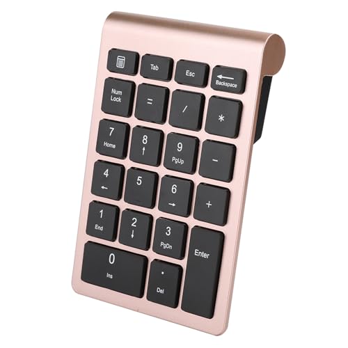 Cosiki Nummernblock für Laptop, Numerische Tastaturen, USB 2,4 G, Kabellos, RF304, 22 Tasten, Numerische Tastatur, Numerische Tastatur für Laptop, Tastatur mit Empfänger (Roségold) von Cosiki