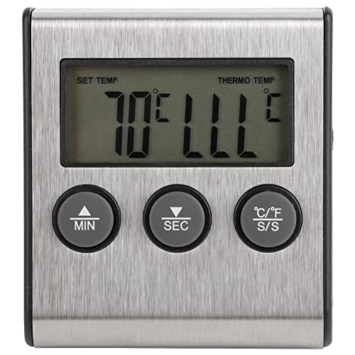 Fleischthermometer, Fleischthermometer Digital mit Timer Aluminiumlegierung BBQ Fleisch Lebensmittel Kochsonde Ofenthermometer Zum Backen, Grillen, Kochen und in der Haushaltsküche von Cosiki