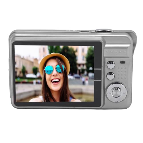 Taschen-Digitalkamera, 48 MP, Wiederaufladbar über USB, Anti-Shake, 4K, Autofokus, 2,7-Zoll-Bildschirm, mit Integriertem Fülllicht für Unterwegs (Silver) von Cosiki