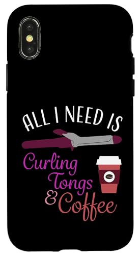 Hülle für iPhone X/XS Hair Stylist Kaffee-Lockenstab von Cosmetology Coffee Gifts