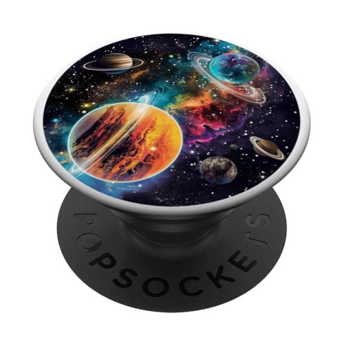 Kosmischer Weltraum, interplanetare Planeten, Galaxien, Sterne PopSockets Klebender PopGrip von Cosmic Galaxy Space Outpost