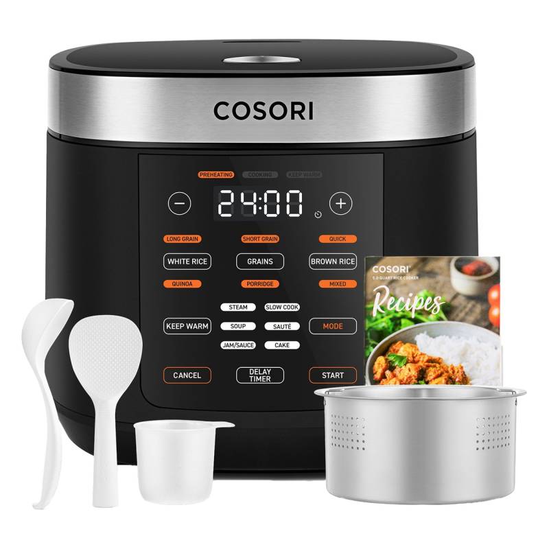 Cosori CRC-R501-KEU Multicooker 5.0 Schwarz | Reiskocher | Multicooker | 17 FUNKTIONEN | KOMPAKT & TRAGBAR | SP?LMASCHINENFEST | LED-DISPLAY von Cosori