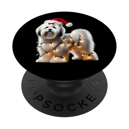 Coton de Tulear Weihnachtsmannmütze Weihnachtsbeleuchtung Hundebesitzer Mama Papa PopSockets Klebender PopGrip von Coton de Tulear Christmas Products